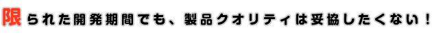 限られた開発期間でも、製品クオリティは妥協したくない！